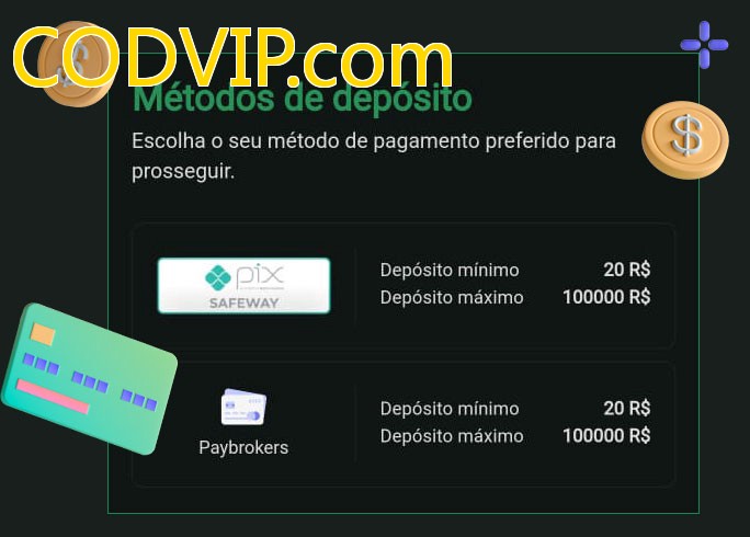 O cassino CODVIP.combet oferece uma grande variedade de métodos de pagamento